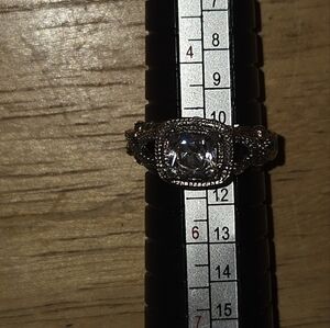 Ornate Silver and White Vintage Ring with Intricate Design